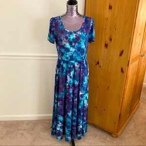 LulaRoe Riley Long Blue & Purple Dress